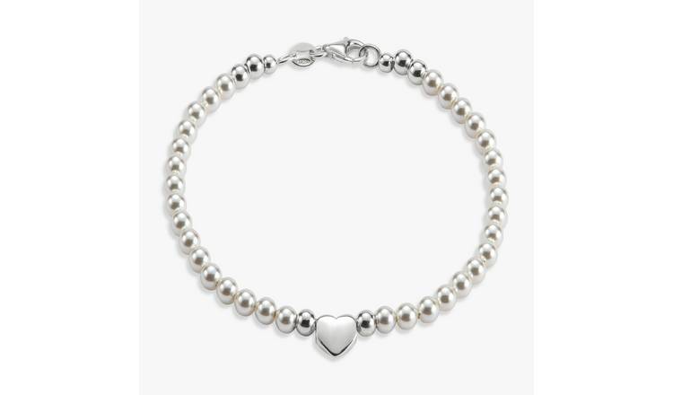 Revere Sterling Silver White Pearls Heart Bracelet