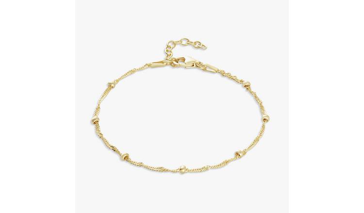 Revere Yellow Gold Plated Dotted Singapore Bracelet 