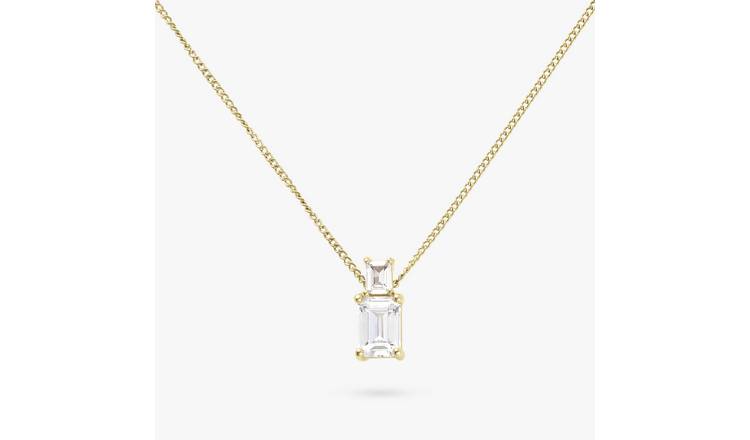 Revere 9ct Gold Plated Silver Two Stone Pendant Necklace