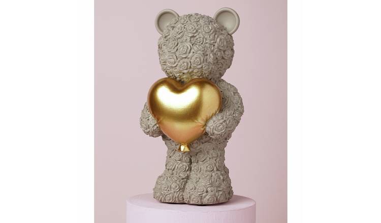 Widdop Love Is Sweet Holding Heart Grey Resin Bear