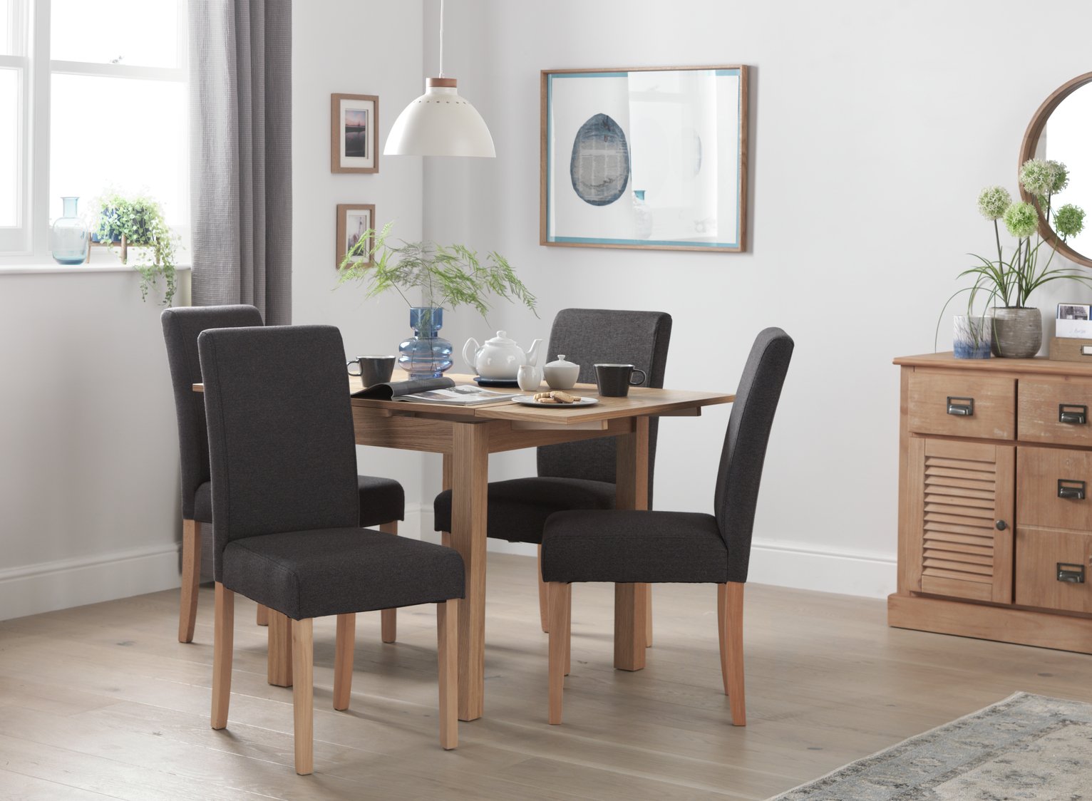 Argos Home Clifton Extending Table & 4 Tweed Chair -Charcoal Review