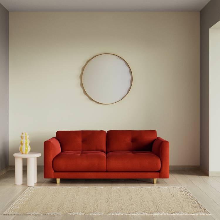 Habitat Emely Velvet 2 Seater Sofa - Burnt Orange - Ash Leg 0