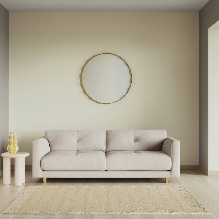 Habitat Emely Fabric 3 Seater Sofa - Natural - Ash Leg 0