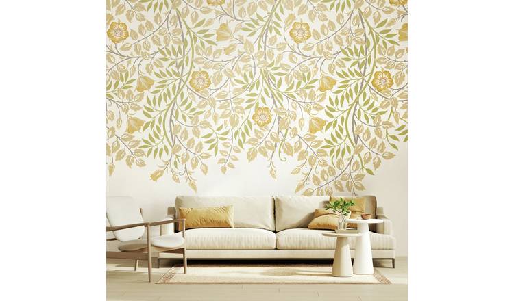 Origin Murals Cascading Rosehip Gold and Olive Wall Mural
