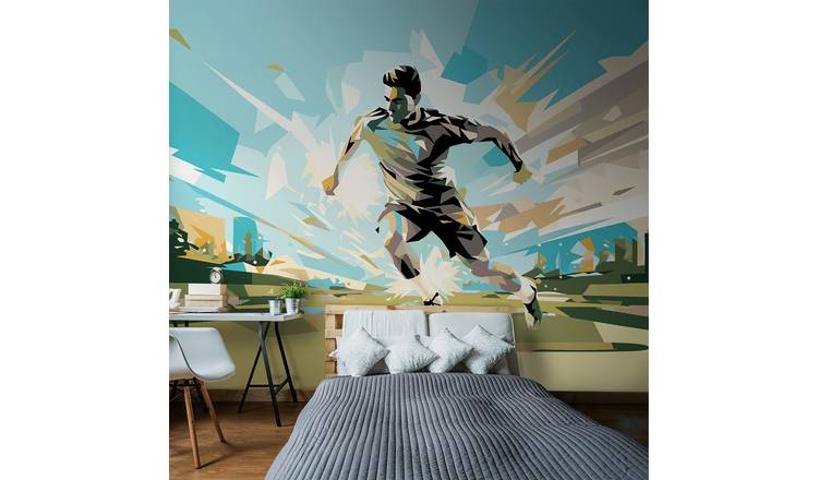 Origin Murals Football Player Abstract Landscape Wall Mural