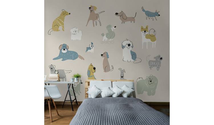 Origin Murals Happy Dogs Warm Grey Wall Mural