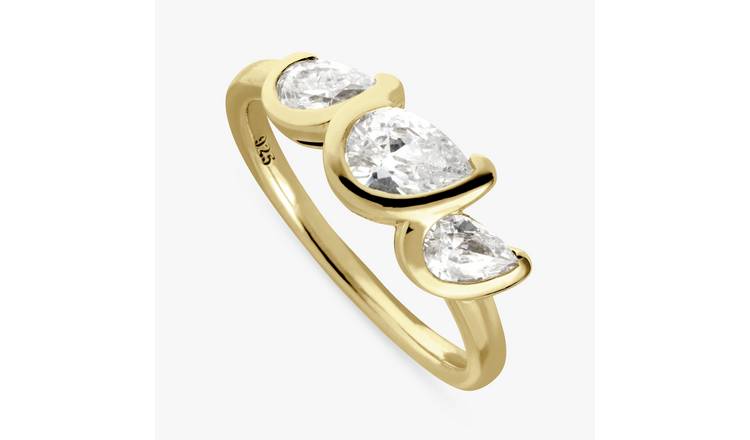 Revere Gold Plated Silver Trilogy Dress Ring - Medium