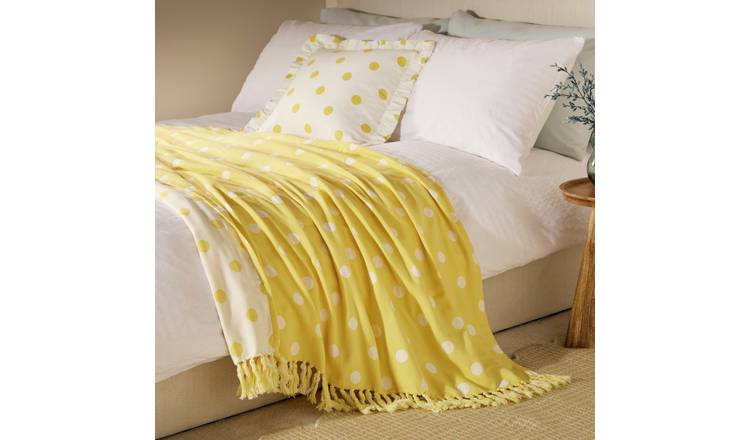 Argos Home Polka Dot Woven Throw - Yellow - 150x125cm