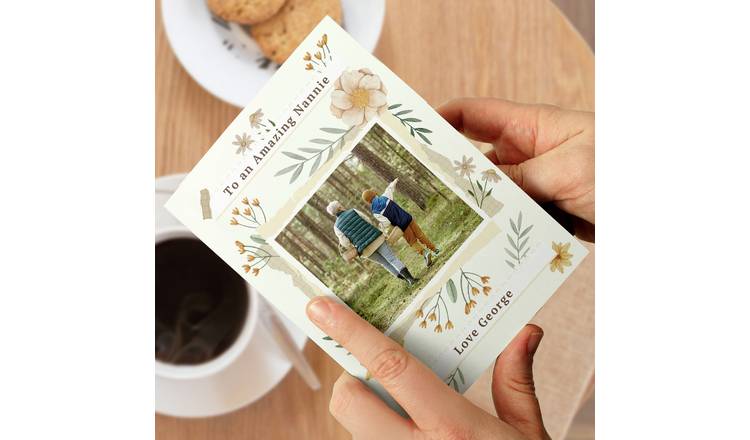 Personalised Message Wild Flowers Photo Upload Card