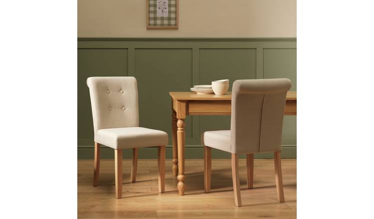 Argos Home Raina Pair of Fabric Dining Chairs - Natural