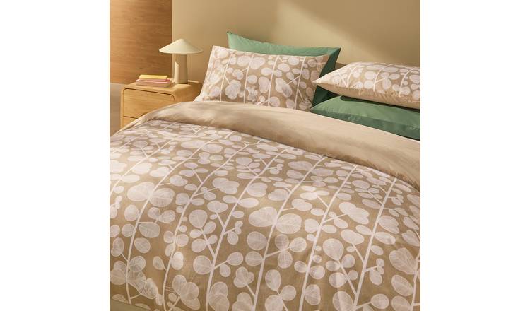 Habitat Cotton Textured Stem Leaf Beige Bedding Set - Single