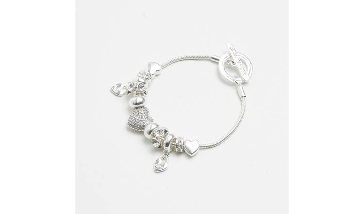 Lipsy Sparkling Crystal Heart Charm Bracelet