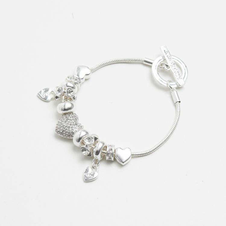Lipsy Sparkling Crystal Heart Charm Bracelet 0