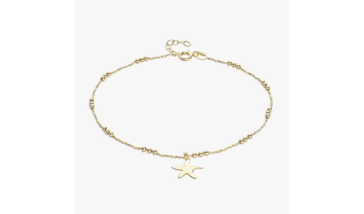 Revere 9ct Gold Plated Sterling Silver Starfish Anklet