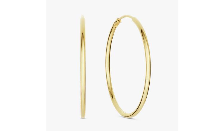 Revere Gold Plated Sterling Silver Sleeper Hoop Earrings
