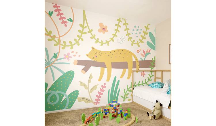 Origin Murals Sleeping Jungle Leopard Green Wall Mural