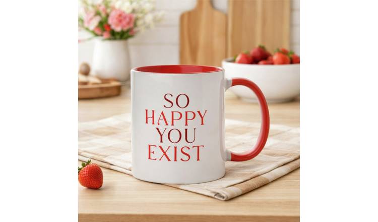Widdop Stoneware Red Handled Message Mug- So Happy You Exist