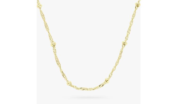 Revere 9ct Gold Plated Silver Dotted Singapore Necklace