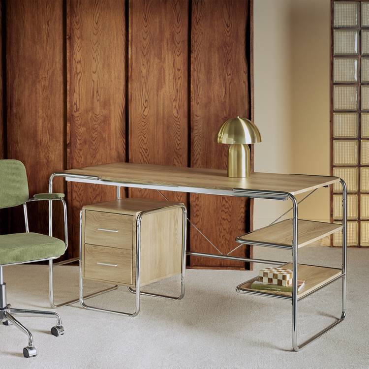 Habitat Albers Chrome Office Desk - Natural 0