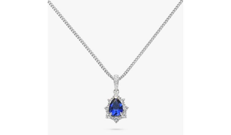 Revere Sterling Silver Sapphire Stone Pendant Necklace