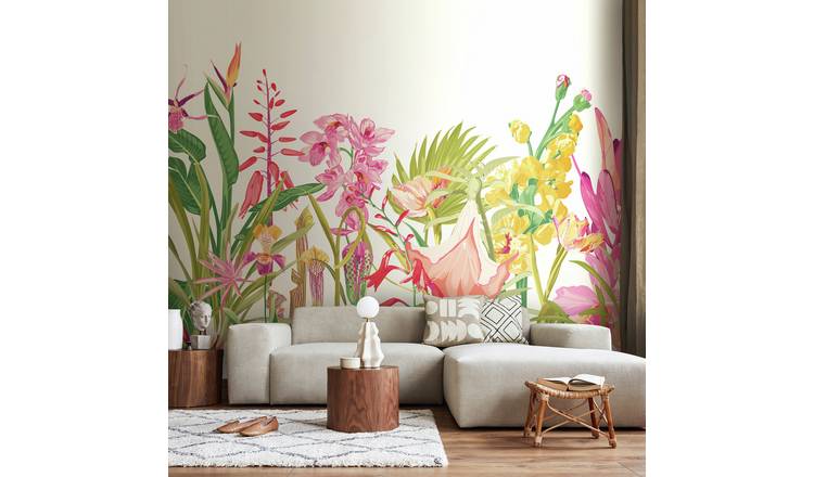 Origin Murals Tropical Foliage Rose Pink Wall Mural