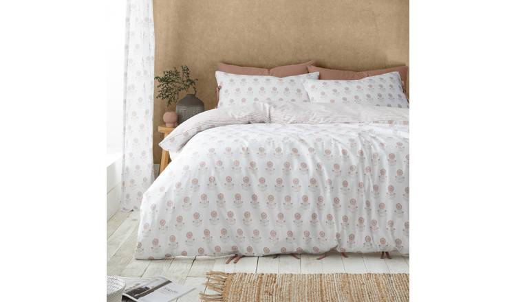 Pineapple Elephant Woodblock Floral Bedding Set - Double