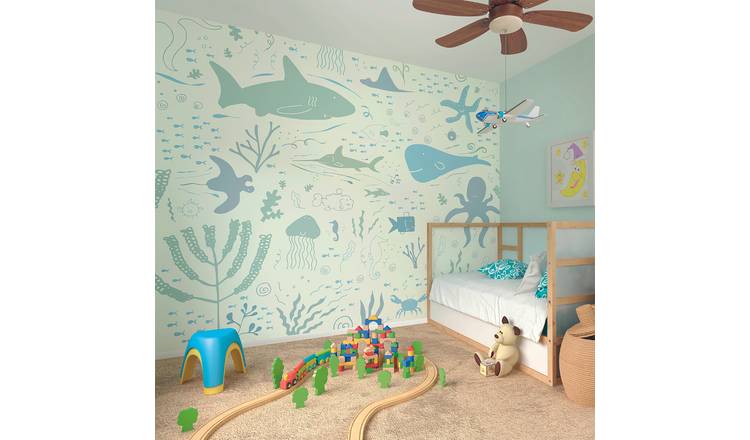 Origin Murals Underwater Adventure Seafoam Wall Mural