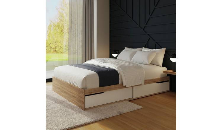 GFW Kai Small Double Storage Bed With Mattress - White & Oak