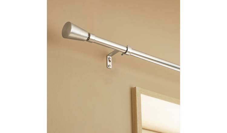 Argos Home Extendable Metal Trumpet Satin Nickel Curtain Pole - 120 - 210cm