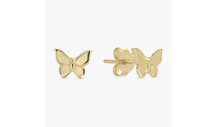 Revere Gold Plated Silver Butterfly Enamel Stud Earrings