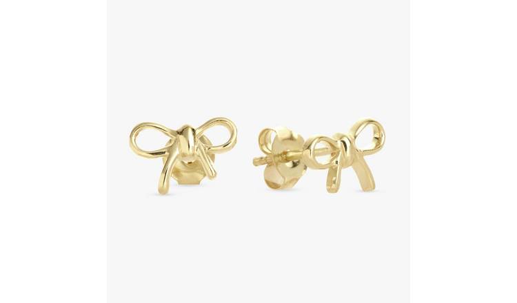 Revere 9ct Gold Plated Sterling Silver Bow Stud Earrings