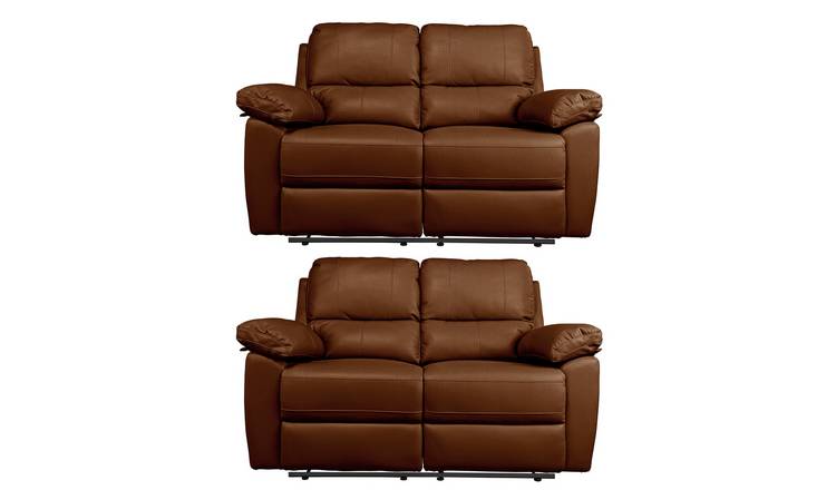 Argos Home Toby Pair of 2 Seater Recliner Sofa - Tan