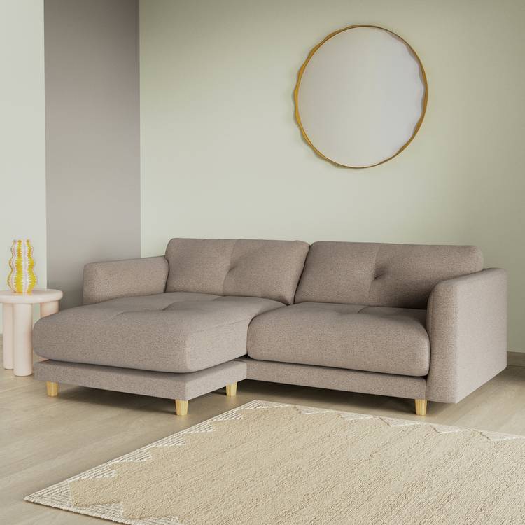 Habitat Emely Reversible Chaise Sofa - Mocha - Ash Leg 0