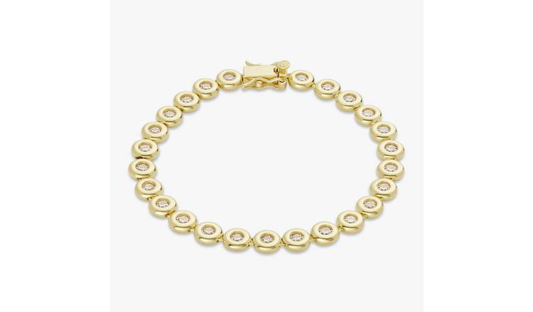 Revere 9ct Gold Plated Cubic Zirconia Tennis Bracelet