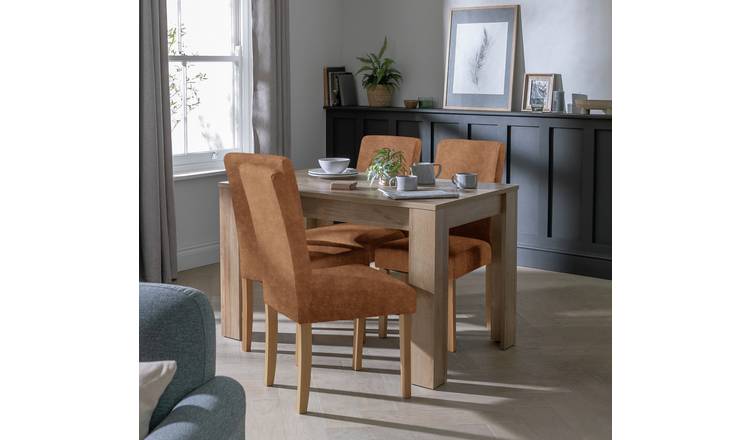 Argos Home Miami Dining Table & 4 Tan Chairs