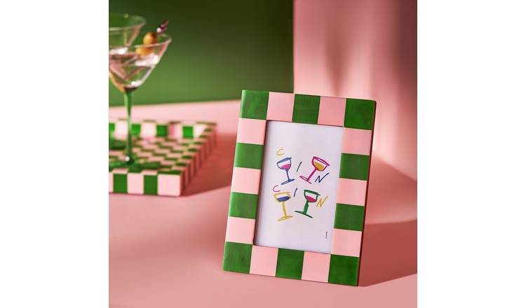 Habitat Brights Checkerboard Pink & Green Resin Picture Frame - 4x6"