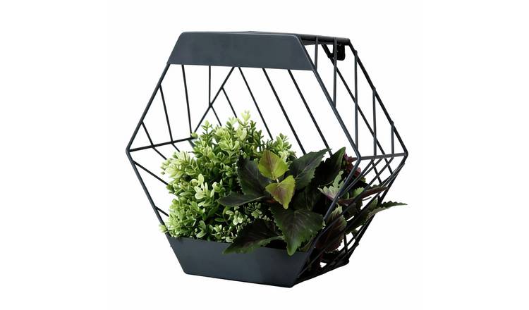 Streetwize Garden 29cm Hexagonal Metal Solar Wall Planter