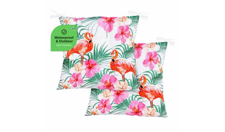 Streetwize Garden Flamingo Palm Seat Cushion - Pack of 2