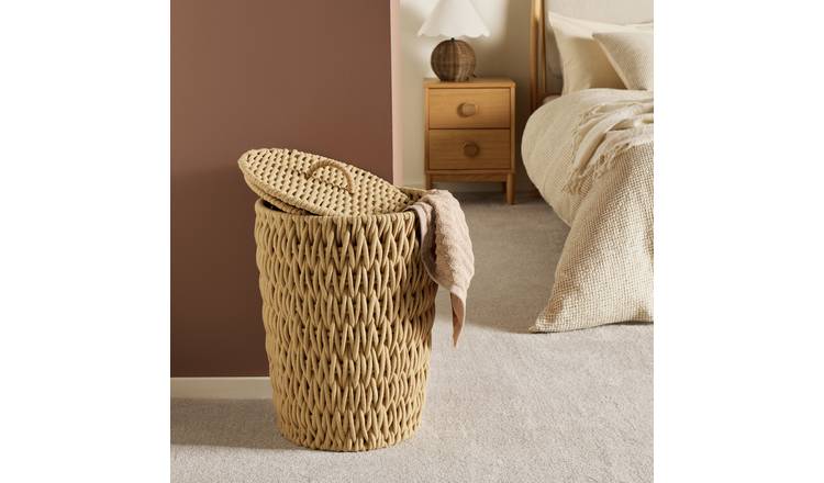 Argos Home 50L Chunky Knit Laundry Basket - Natural