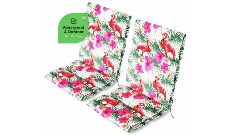 Streetwize Garden Flamingo Outdoor Seat Cushions - Pack of 2