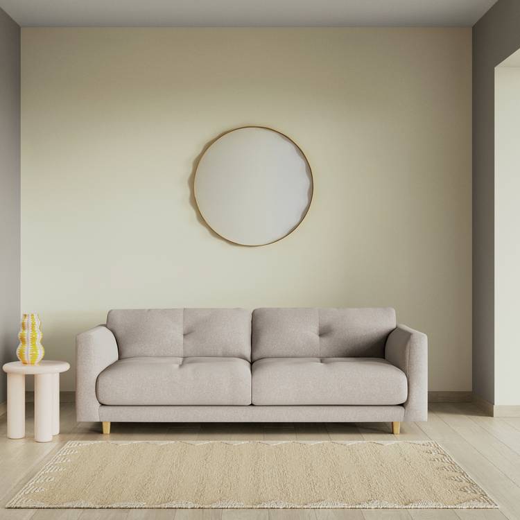 Habitat Emely Fabric 3 Seater Sofa - Stone - Ash Leg 0