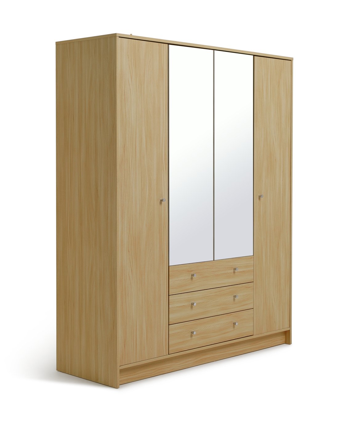 Argos Home Malibu 4 Dr 3 Drawer Mirror Wardrobe-Beech Effect