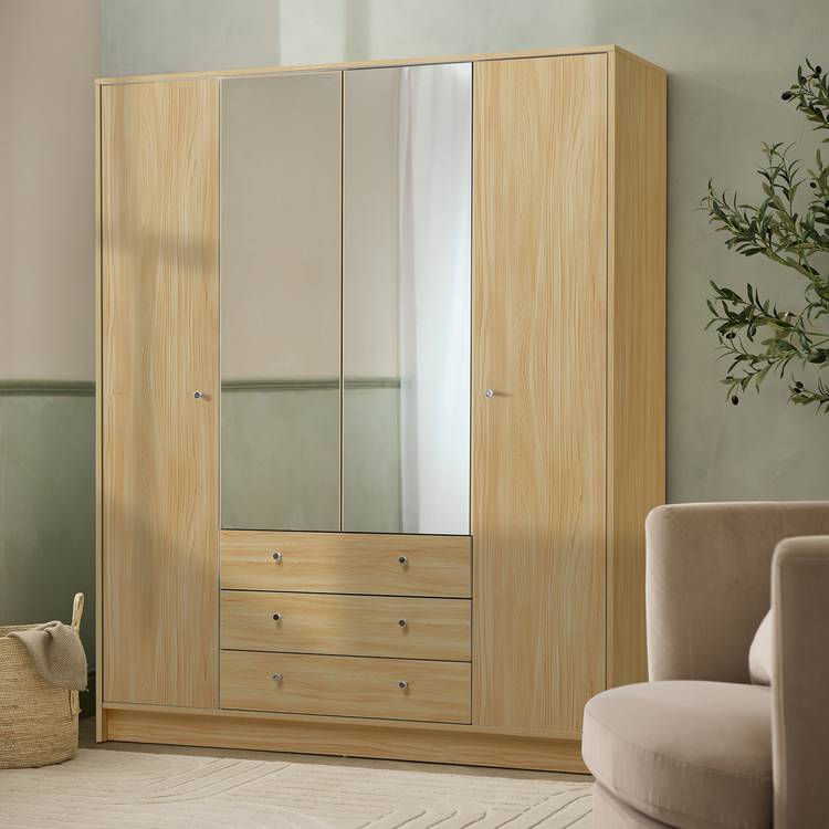 Argos Home Malibu 4 Dr 3 Drawer Mirror Wardrobe-Beech Effect 0