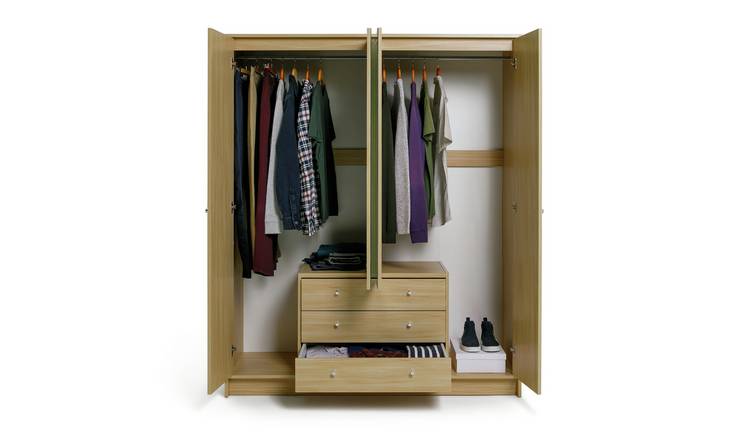 Buy Argos Home Malibu 4 Door 3 Drawer Wardrobe - Beech Effect | Wardrobes |  Argos
