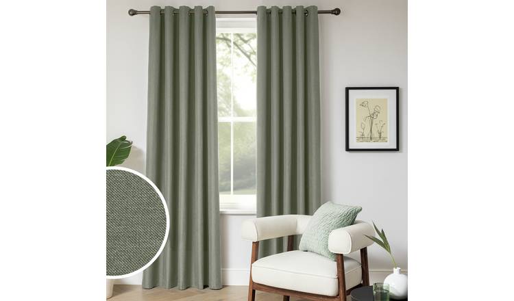 Habitat Blackout Eyelet Curtain - Green - 168x137cm