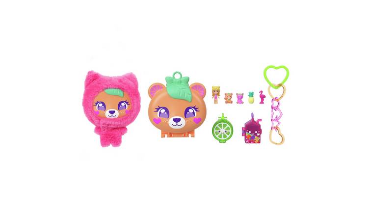 Polly Pocket Plushie Bear Compact Doll & Keychain Playset