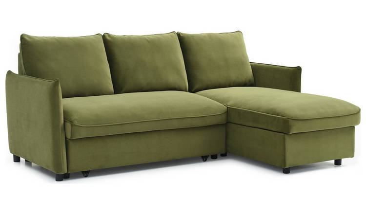 Kyoto Ruben Velvet Reversible Corner Sofa Bed - Olive