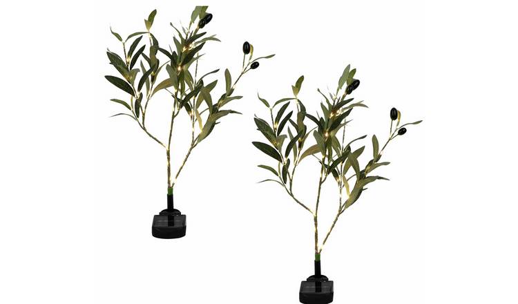 Streetwize Garden White Olive Tree Solar Lights - Pack of 2