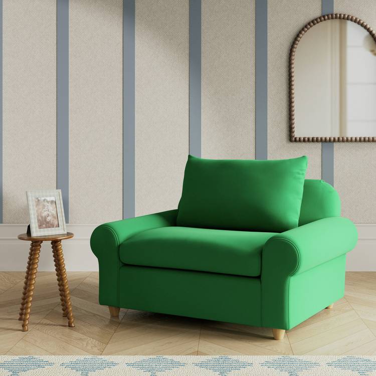 Habitat Whitby Fabric Cuddle Chair - Emerald Green - Ash Leg 0