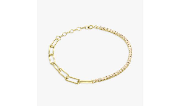 Revere Gold Plated Sterling Silver Tennis Paperclip Bracelet